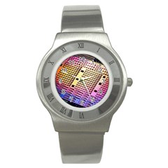 Optics Electronics Machine Technology Circuit Electronic Computer Technics Detail Psychedelic Abstra Stainless Steel Watch by BangZart