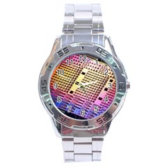 Optics Electronics Machine Technology Circuit Electronic Computer Technics Detail Psychedelic Abstra Stainless Steel Analogue Watch by BangZart