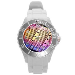 Optics Electronics Machine Technology Circuit Electronic Computer Technics Detail Psychedelic Abstra Round Plastic Sport Watch (l) by BangZart