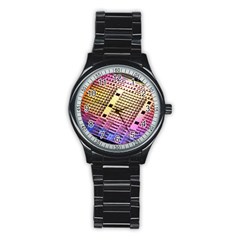 Optics Electronics Machine Technology Circuit Electronic Computer Technics Detail Psychedelic Abstra Stainless Steel Round Watch by BangZart