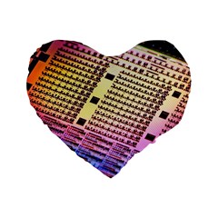 Optics Electronics Machine Technology Circuit Electronic Computer Technics Detail Psychedelic Abstra Standard 16  Premium Flano Heart Shape Cushions by BangZart