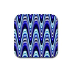 Waves Blue Rubber Coaster (square)  by Colorfulart23