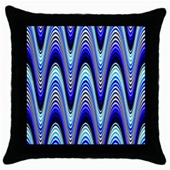 Waves Blue Throw Pillow Case (black) by Colorfulart23