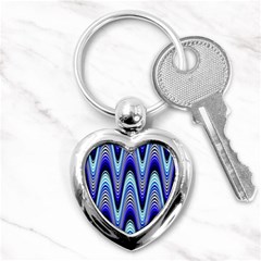 Waves Blue Key Chains (heart)  by Colorfulart23