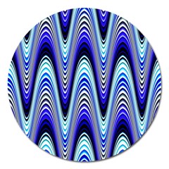 Waves Blue Magnet 5  (round) by Colorfulart23