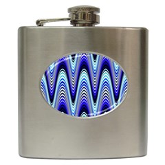 Waves Blue Hip Flask (6 Oz) by Colorfulart23