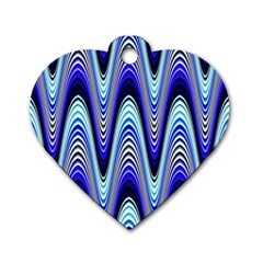 Waves Blue Dog Tag Heart (two Sides) by Colorfulart23