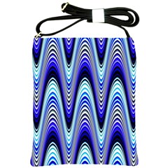 Waves Blue Shoulder Sling Bags by Colorfulart23