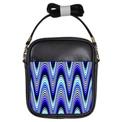 Waves Blue Girls Sling Bags