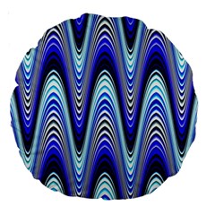 Waves Blue Large 18  Premium Round Cushions by Colorfulart23