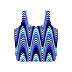 Waves Blue Full Print Recycle Bags (s)  by Colorfulart23