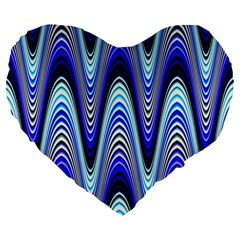 Waves Blue Large 19  Premium Flano Heart Shape Cushions by Colorfulart23