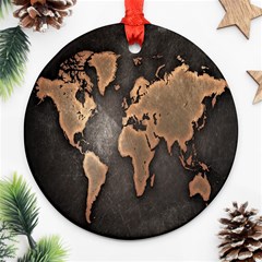 Grunge Map Of Earth Ornament (round) by BangZart