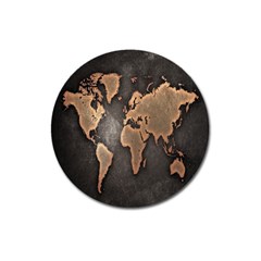 Grunge Map Of Earth Magnet 3  (round)