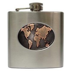 Grunge Map Of Earth Hip Flask (6 Oz) by BangZart