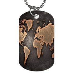 Grunge Map Of Earth Dog Tag (two Sides)