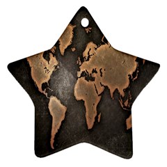 Grunge Map Of Earth Star Ornament (two Sides) by BangZart