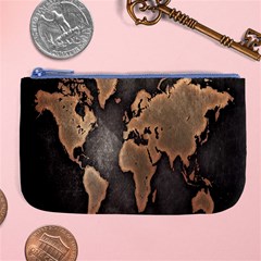 Grunge Map Of Earth Large Coin Purse