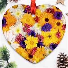 Colorful Flowers Pattern Ornament (heart) by BangZart