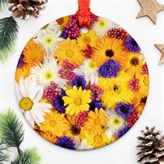 Colorful Flowers Pattern Round Ornament (two Sides) by BangZart