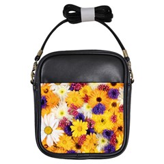 Colorful Flowers Pattern Girls Sling Bags