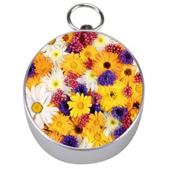 Colorful Flowers Pattern Silver Compasses by BangZart