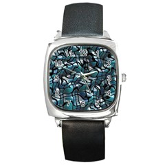 Old Spiderwebs On An Abstract Glass Square Metal Watch