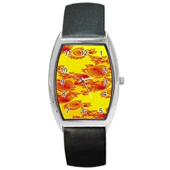 Floral Fractal Pattern Barrel Style Metal Watch