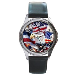 United States Of America Images Independence Day Round Metal Watch by BangZart