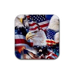 United States Of America Images Independence Day Rubber Coaster (square)  by BangZart