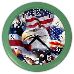 United States Of America Images Independence Day Color Wall Clocks