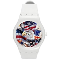 United States Of America Images Independence Day Round Plastic Sport Watch (m) by BangZart