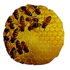 Honey Honeycomb Large 18  Premium Round Cushions by BangZart