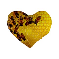 Honey Honeycomb Standard 16  Premium Flano Heart Shape Cushions by BangZart