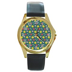 The Gift Wrap Patterns Round Gold Metal Watch by BangZart