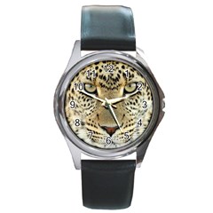 Leopard Face Round Metal Watch by BangZart