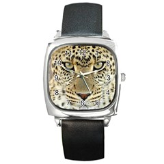 Leopard Face Square Metal Watch