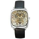 Leopard Face Square Metal Watch Front