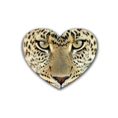 Leopard Face Rubber Coaster (heart)  by BangZart