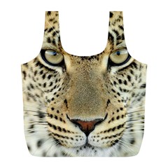 Leopard Face Full Print Recycle Bags (l)  by BangZart