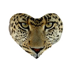 Leopard Face Standard 16  Premium Flano Heart Shape Cushions by BangZart