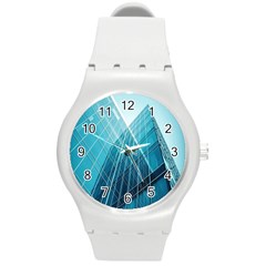 Glass Bulding Round Plastic Sport Watch (m)