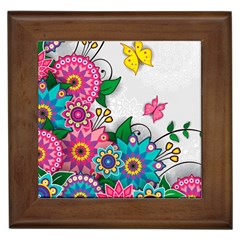 Flowers Pattern Vector Art Framed Tiles by BangZart