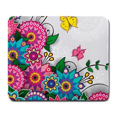 Flowers Pattern Vector Art Large Mousepads by BangZart