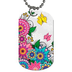 Flowers Pattern Vector Art Dog Tag (one Side)