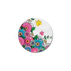 Flowers Pattern Vector Art Golf Ball Marker by BangZart