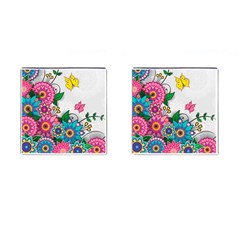 Flowers Pattern Vector Art Cufflinks (square) by BangZart