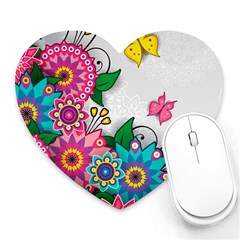 Flowers Pattern Vector Art Heart Mousepads by BangZart