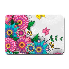 Flowers Pattern Vector Art Small Doormat  by BangZart