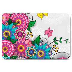 Flowers Pattern Vector Art Large Doormat  by BangZart